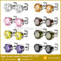 Stainless Steel Bling Pink Heart Cubic Zirconia Inlay Stud Earrings Set